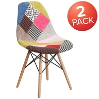 2 pièces Chaise de la série Elon en tissu Milan patchwork avec pattes en bois