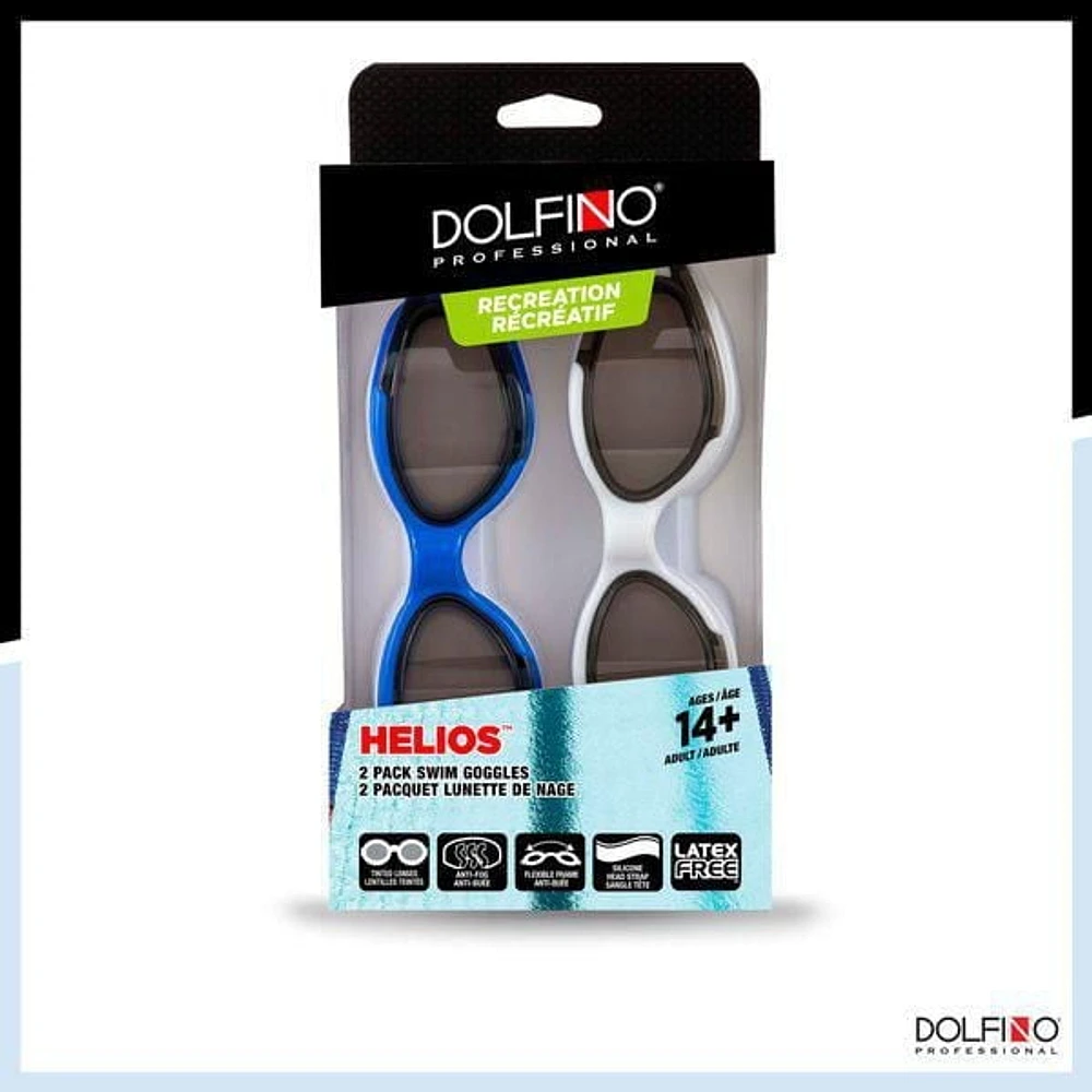 Lunettes de natation Helios Dolfino Pro pour adulte, paquet de 2 Lot de 2 lunettes de natation
