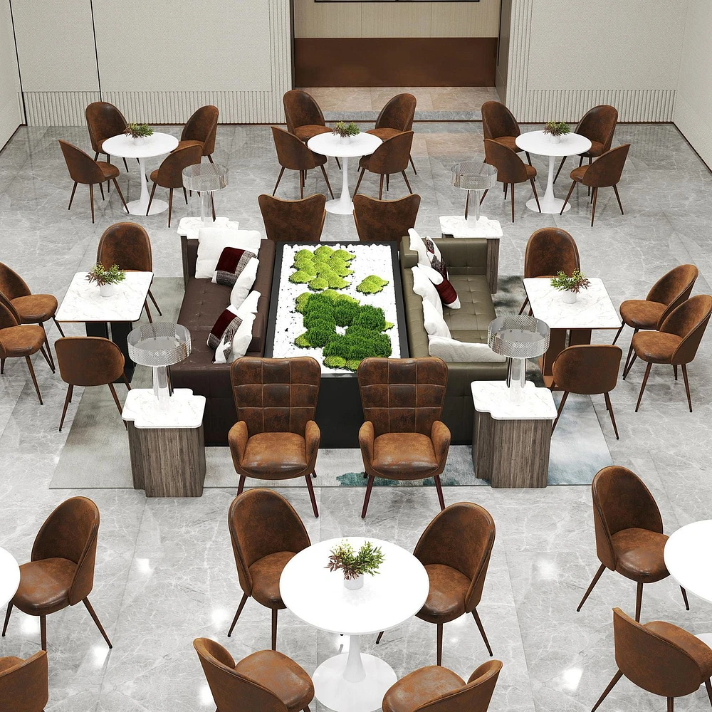 Ensemble de salle à manger 3 pièces Homy Casa avec table ronde blanche et 2 chaises rembourrées pour cuisine et salle à manger