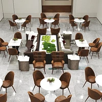 Ensemble de salle à manger 3 pièces Homy Casa avec table ronde blanche et 2 chaises rembourrées pour cuisine et salle à manger