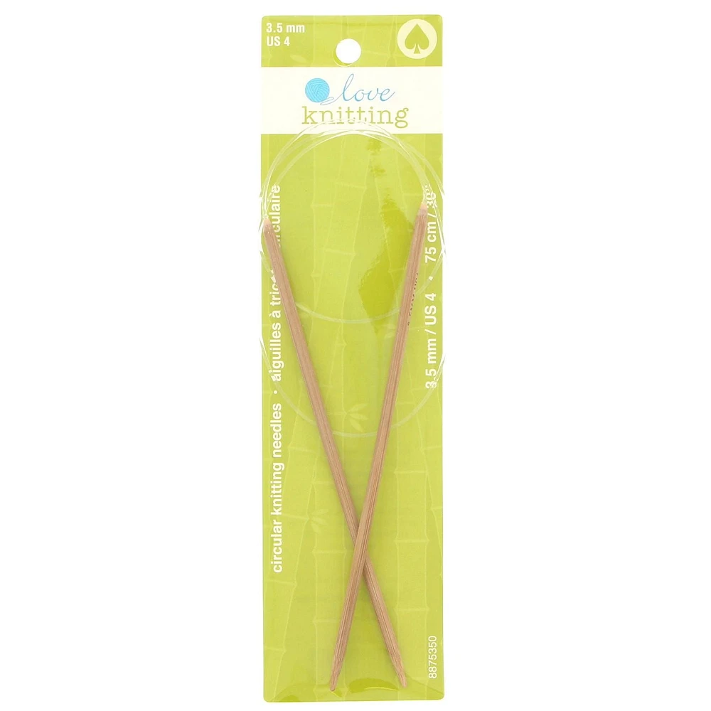 Aiguilles à tricoter circulaire 30" Love Knitting en bambou Tailles 3,5 à 10,0 mm