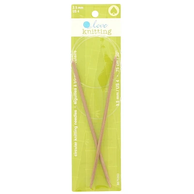 Aiguilles à tricoter circulaire 30" Love Knitting en bambou Tailles 3,5 à 10,0 mm