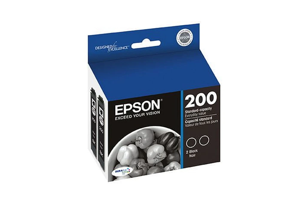 Epson T200120-D2 DURABrite Black Ink Cartridges, Standard Capacity, 2 Pack