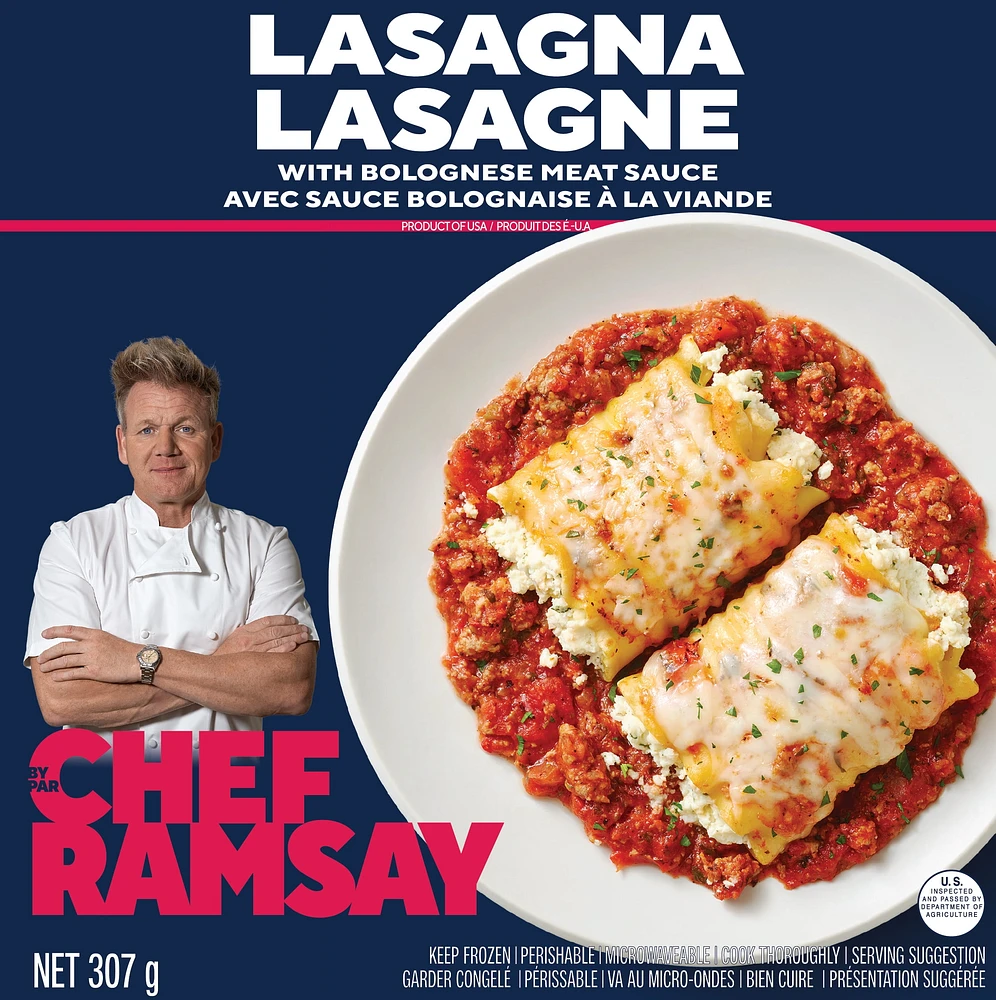 By Chef Ramsay Lasagna with Bolognese Meat Sauce, 10.84 oz Bowl (Frozen), GR Lasagna