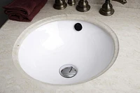 16.5-in. W Round Bathroom Undermount Sink Set In White - Oil Rubbed Bronze Hardware - Overflow Drain Incl. AI-24788