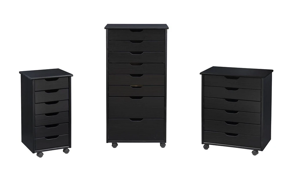 Craydon Six-Drawer Rolling Storage Cart, Black