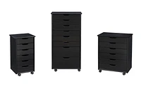 Craydon Six-Drawer Rolling Storage Cart, Black