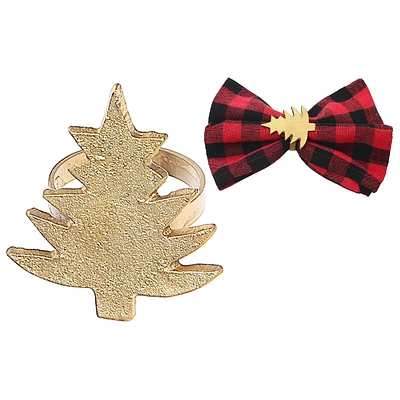 Christmas Metal Tree Tapkin Ring Gold - Ensemble De 6