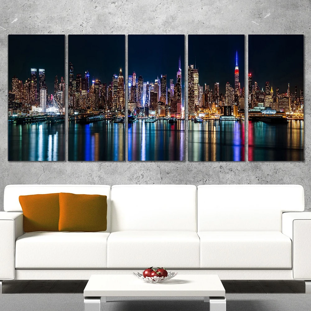 Design Art New York Midtown Night Panorama Extra Large Cityscape Canvas Wall Art Print