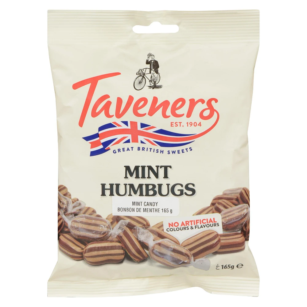 Taveners Mint Humbugs Bag, 165 g