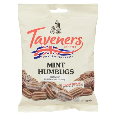 Bonbons humbugs à la menthe Taveners 165g