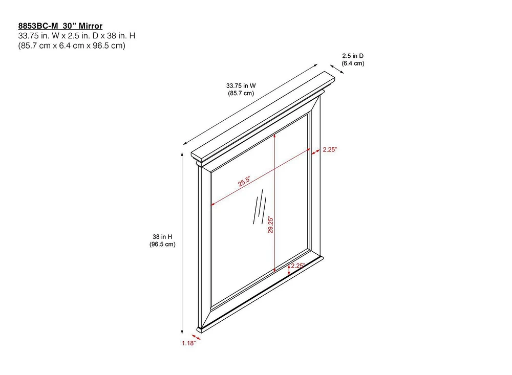 Miroir de 30 po Monteray Beach de Dorel Living