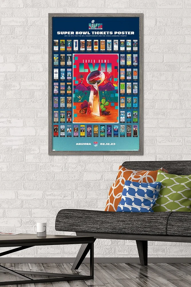 NFL League - Super Bowl LVII Ticket Collage Wall Poster, 22.375" x 34"