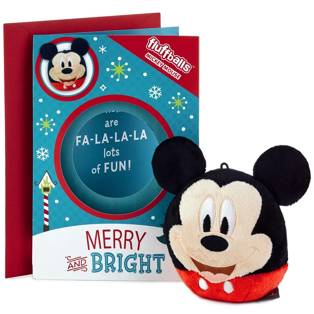 Carte de Noël Hallmark Disney pour enfants, Mickey avec peluche (boule douce Mickey)