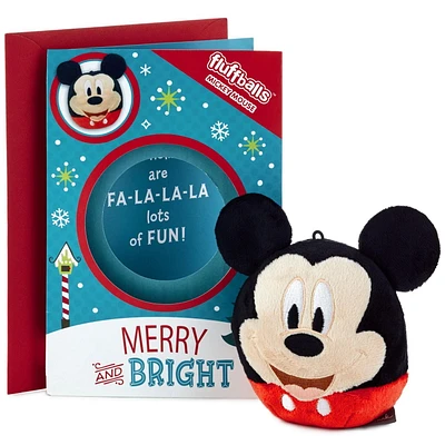 Carte de Noël Hallmark Disney pour enfants, Mickey avec peluche (boule douce Mickey)