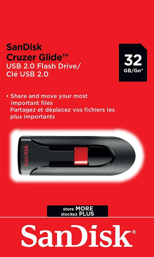 Clé USB 2.0 SanDisk Cruzer Glide de 32 Go Sauvegarder et transférer