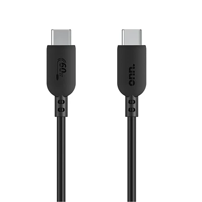 onn. USB 60W Certified USB-C to USB-C 6 FT/1.8 m Charge Cable, Transfer while Charging