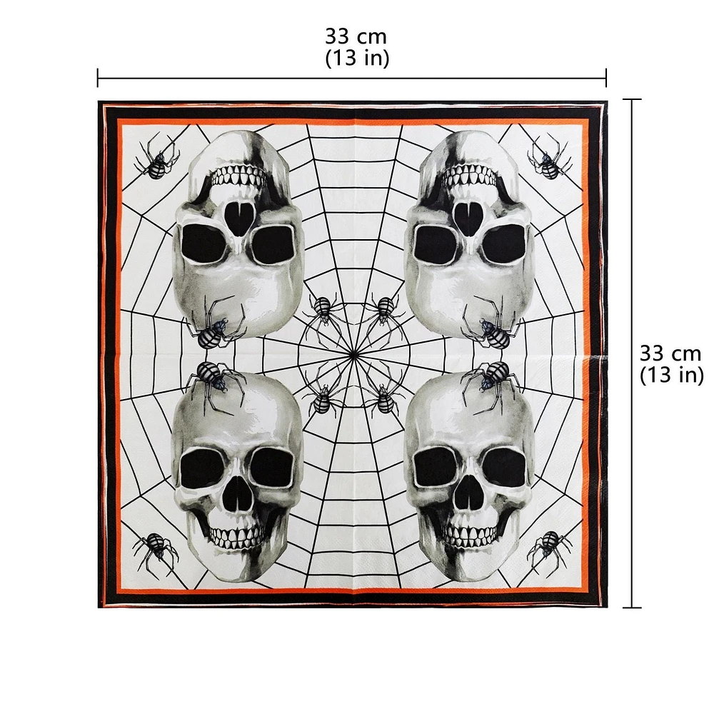 Serviette en papier crâne d'Halloween de 13 pouces