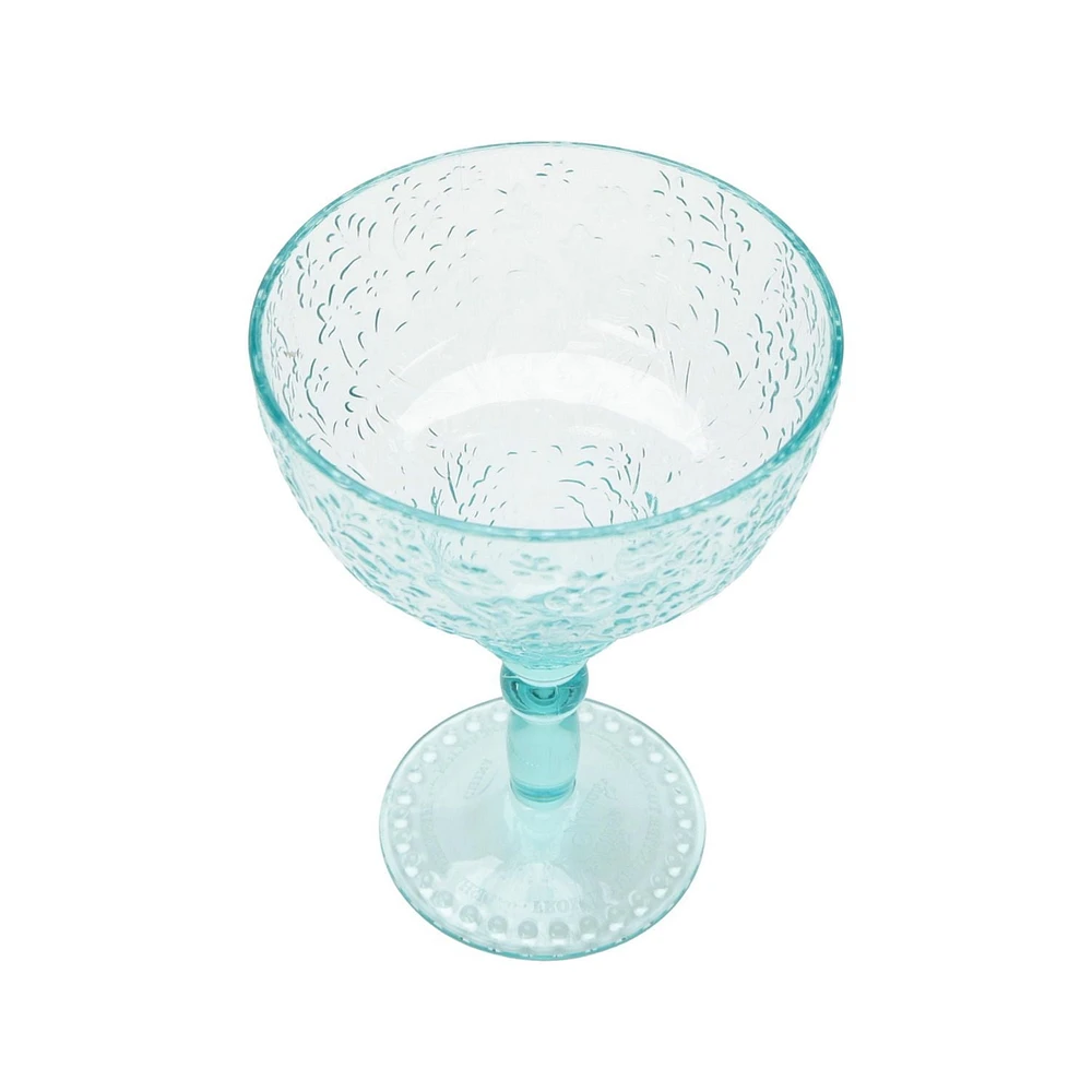 The Pioneer Woman, Verre à cocktail Margarita Tritan Ditsy bleu sarcelle 17,7 oz, 1 pièce