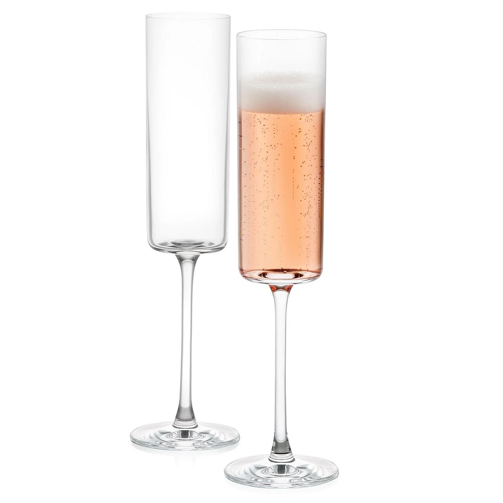 Claire Cyrstal Cylinder Champagne Glasses - 5.7 oz - Set of 2