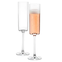 Claire Cyrstal Cylinder Champagne Glasses - 5.7 oz - Set of 2