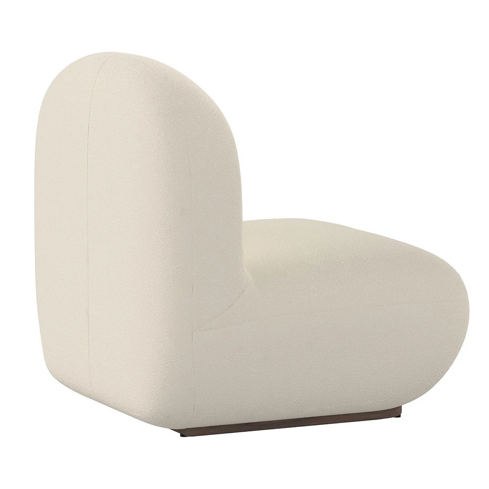 Contemporary Boucle Fabric Accent Chair - Ivory