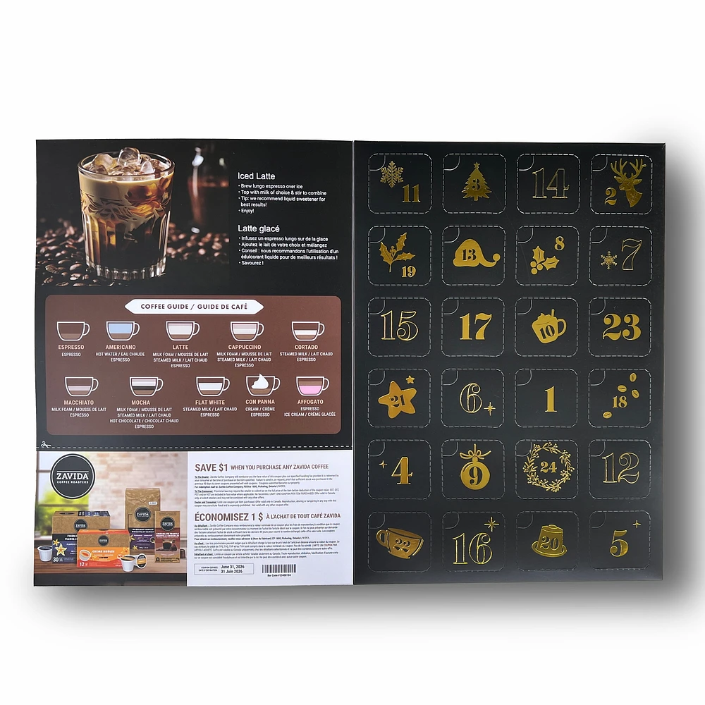 Zavida Advent Calendar Nespresso compatible capsules, Nespresso compatible Coffee Advent Calendar