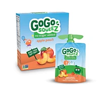 GoGo squeeZ Fruit Sauce, Apple Peach, No Sugar Added. 90g per pouch, Pack of 4, 4 x 90g pouches (360g)