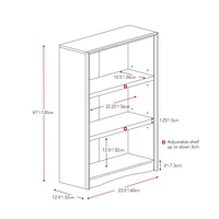 CorLiving Quadra 3-Tier Engineered Wood Adult Bookcase with 2 Adjustable Shelves