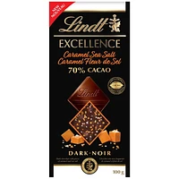 Lindt EXCELLENCE 70% Cacao Caramel & Sea Salt Dark Chocolate Bar, 100 Grams