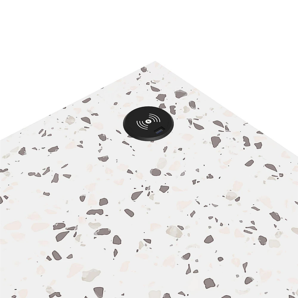 CosmoLiving by Cosmopolitan Astor Desk w/ Wireless Charger, White with Terrazzo Top