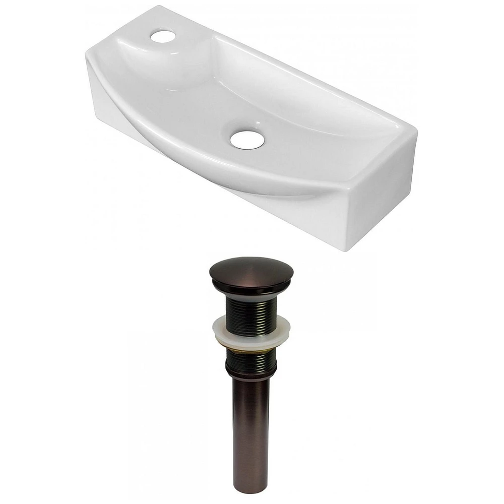 American Imaginations -in. W Wall Mount White Bathroom Vessel Sink Set For 1 Hole Left Faucet AI
