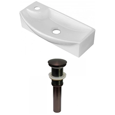 American Imaginations -in. W Wall Mount White Bathroom Vessel Sink Set For 1 Hole Left Faucet AI