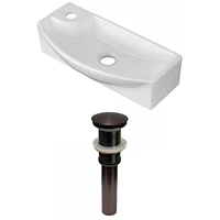 American Imaginations -in. W Wall Mount White Bathroom Vessel Sink Set For 1 Hole Left Faucet AI