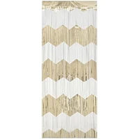 Gold and White Scalloped Foil Fringe Door Curtain, Measures 3.25 ft x 6.5 ft