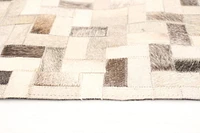 ECARPETGALLERY 8'0" x 10'3" Contemporary Cowhide Patchwork Handmade Area Rug for Living Room, Dining Room and Bedroom in Ivory