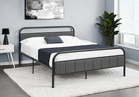 Monarch Specialties - Lit, Grand, Rembourré, Chambre À Coucher, Lit À Plateforme, Cadre Seulement, Aspect Linge Gris, , Contemporain, Moderne