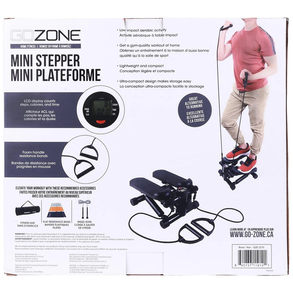 Mini escalier d’entraînement GoZone – Noir Avec tubes de résistance