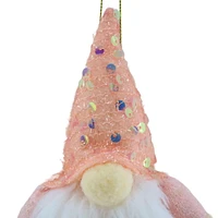 Holiday Time Ornement de gnome en tissu rose avec LED