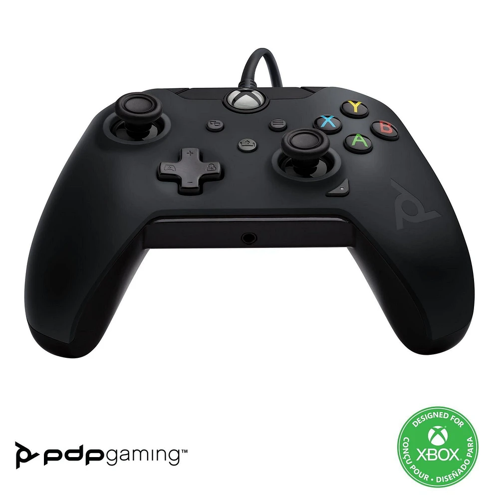 PDP Gaming Wired Controller: Raven Black - Xbox Series X|S, Xbox One, Xbox, Windows 10, 049-012-NA-BK