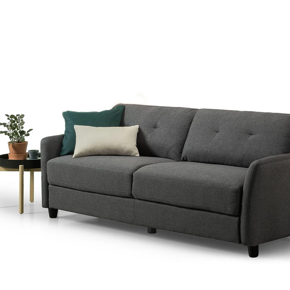 Zinus Ricardo 3-Seat Upholstered Sofa Couch with Tufted Cushions, Dark Grey