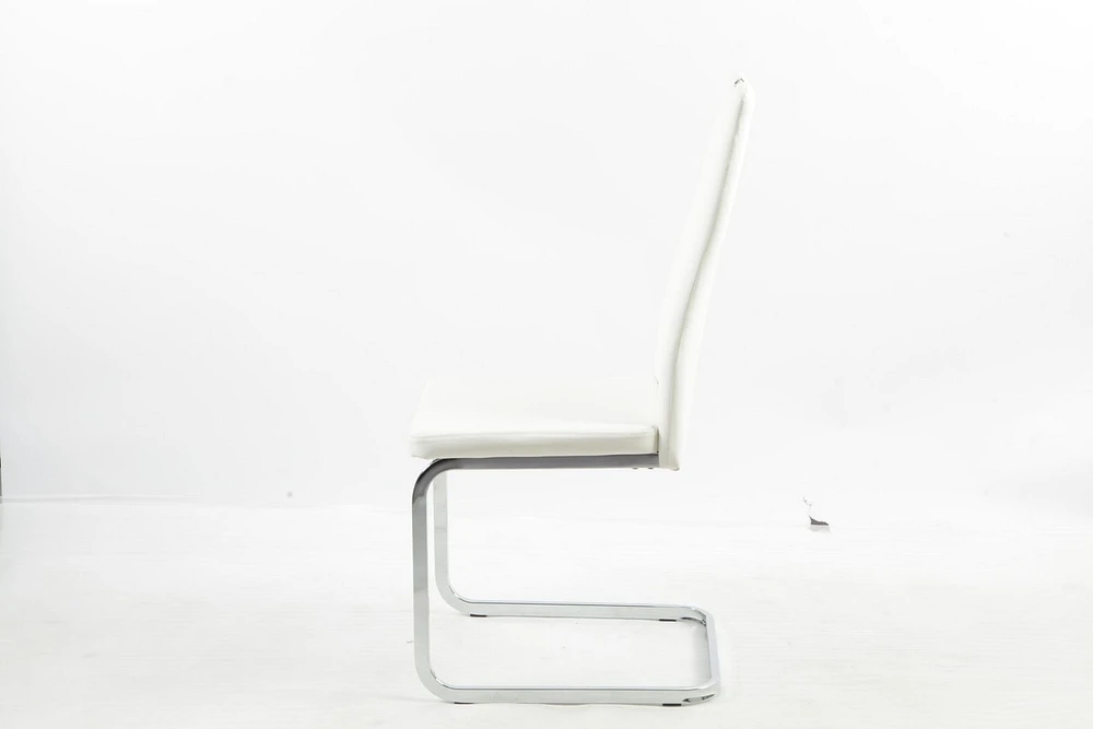 Chaises de salle à manger Aerys Marie avec base chromée en PU blanc (ensemble de 4)