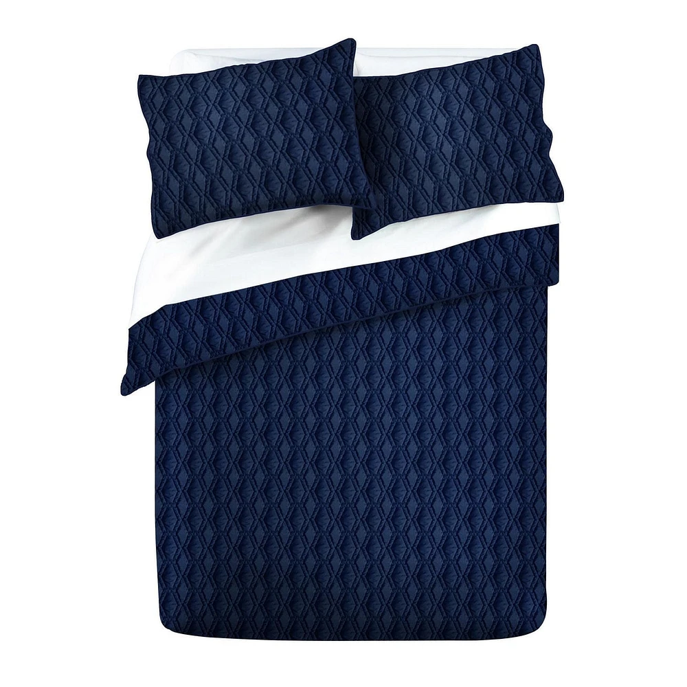 Springmaid Navy Quilt Set, Solid Colours Easy Care