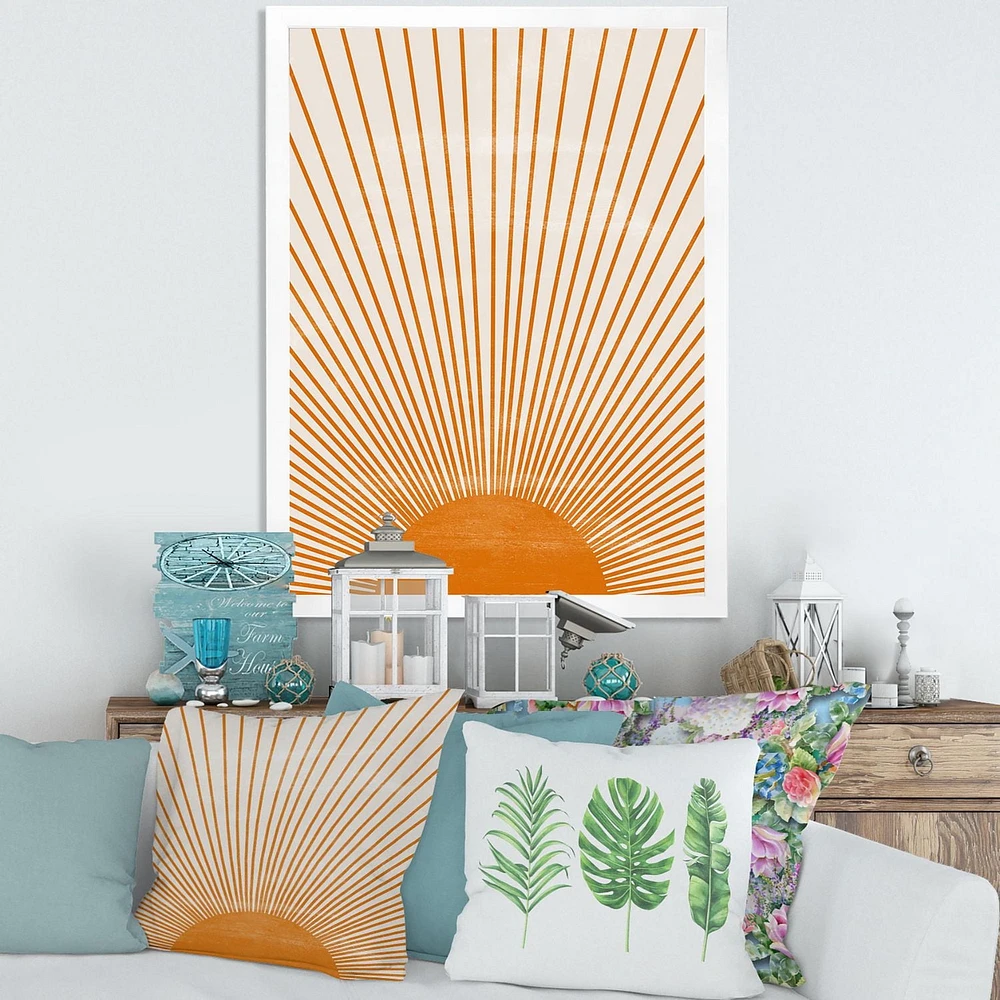 Designart Imprimé soleil orange III Art mural encadr