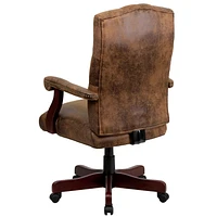 Chaise exécutive de bureau classique pivotante en brun Bomber avec appui-bras