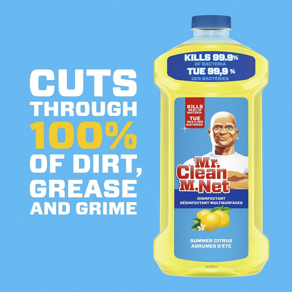 Mr. Clean Antibacterial Multi Surface Cleaner with Summer Citrus Scent, Disinfectant, All Purpose Cleaner, 1.21L