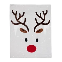 Safdie & Co. Premium Ultra Soft Ribbed Flannel Christmas Throw Blanket Reindeer