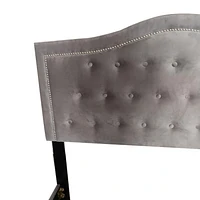 Modern Velvet Upholstered 60" Queen Bed in Light Grey
