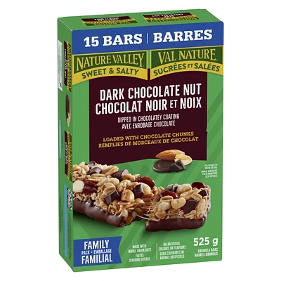 Nature Valley Granola Bars, Sweet and Salty Nut, Dark Chocolate, 15 ct, 525 g