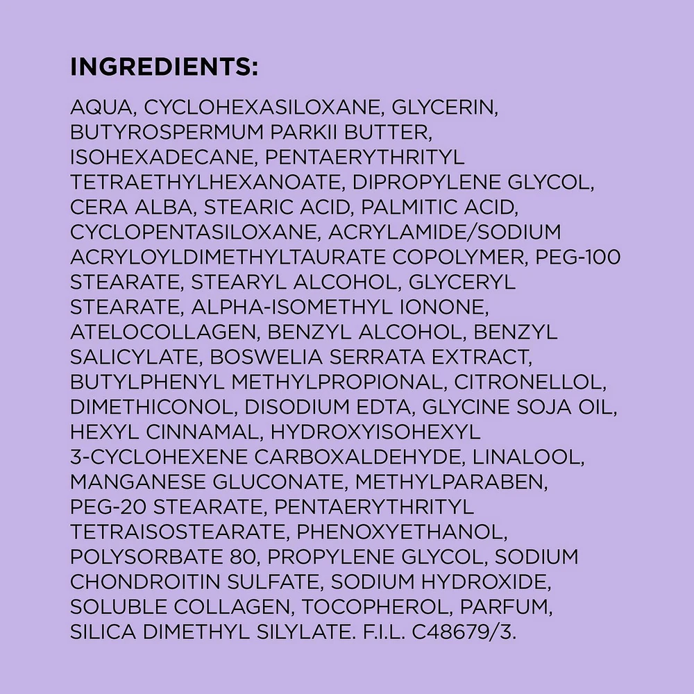 L'Oréal Paris Crème Collagen Combleur Hydratant Jour/Nuit Anti-Âge avec Collagène, 100 mL